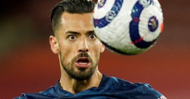 Arsenal's Pablo Mari during a Premier League match against Sheffield United, Sheffield, the U.K., April 11, 2021. (Reuters Photo)