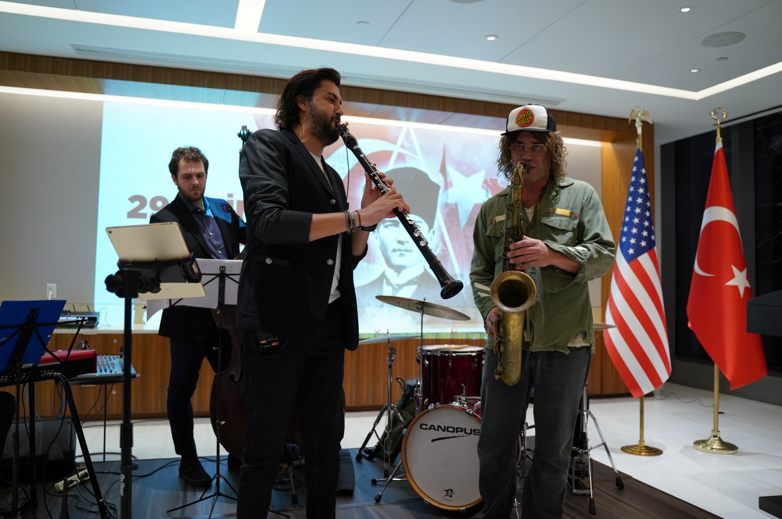 Musicians give a concert to guests at a Republic Day reception at Turkish House (Türkevi), New York, U.S., Oct. 29, 2022. (AA Photo)