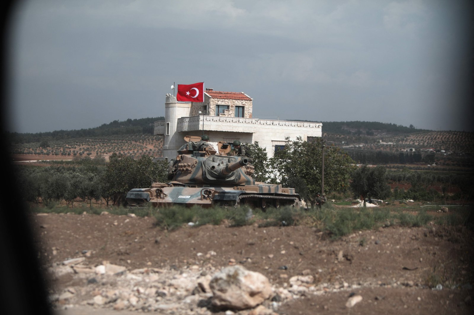 Turkish troops are pictured on the outskirts of the town of Afrin, northern Syria, Oct. 18, 2022. (AFP Photo)