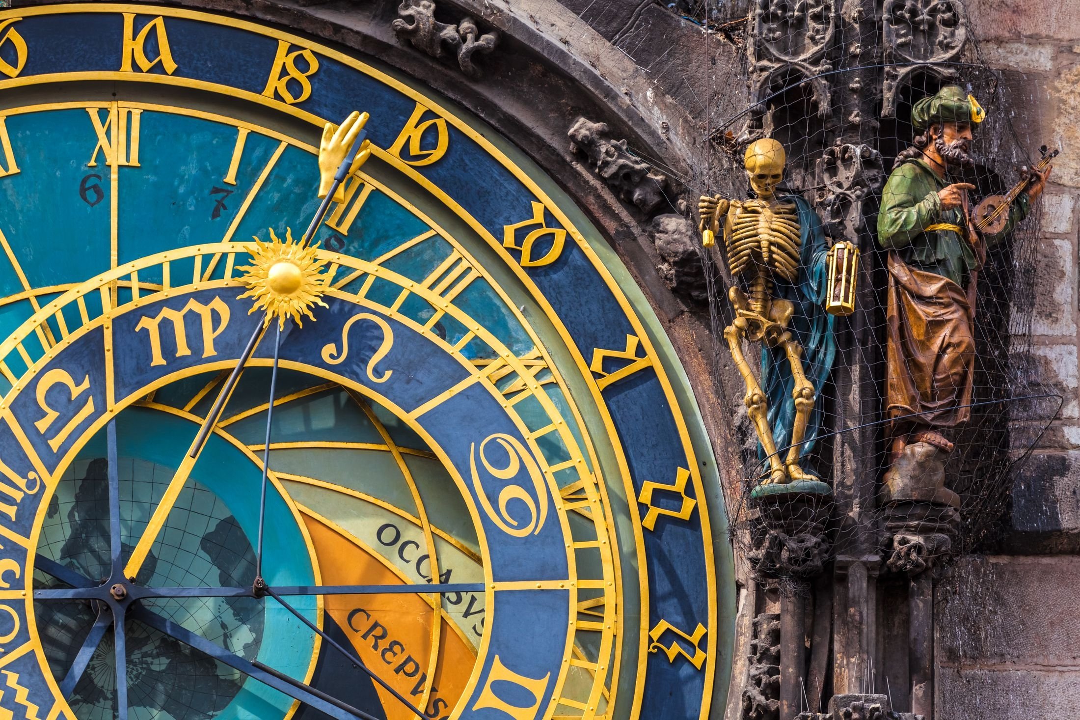 Kerangka dan sosok lain selain Jam Astronomi, di Praha, Republik Ceko.  (Foto Shutterstock)