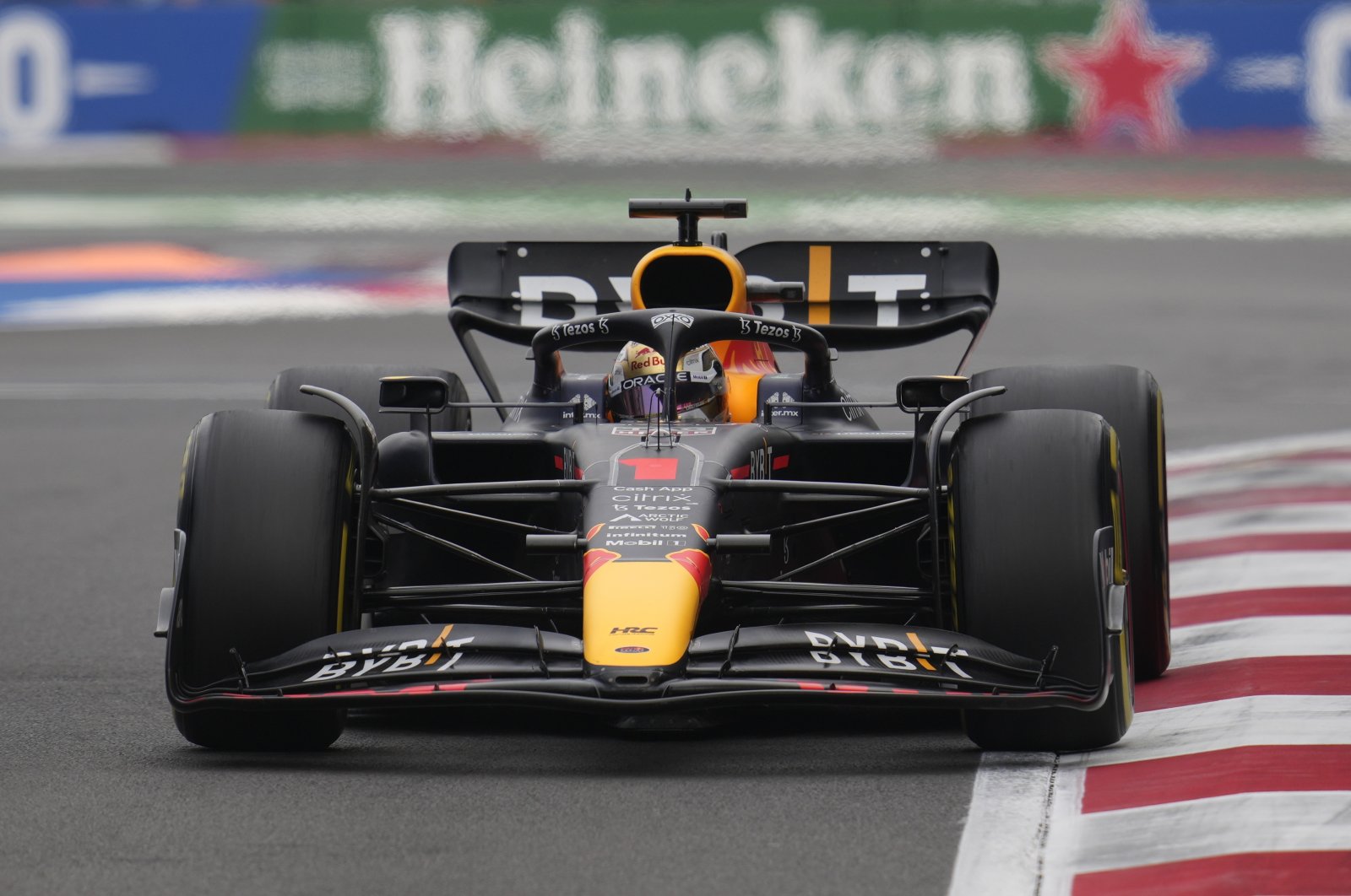 Dutch Formula One driver Max Verstappen of Red Bull Racing in action during the Formula One Grand Prix of Mexico City at the Circuit of Hermanos Rodriguez, Mexico City, Mexico, Oct. 30, 2022. (EPA Photo)