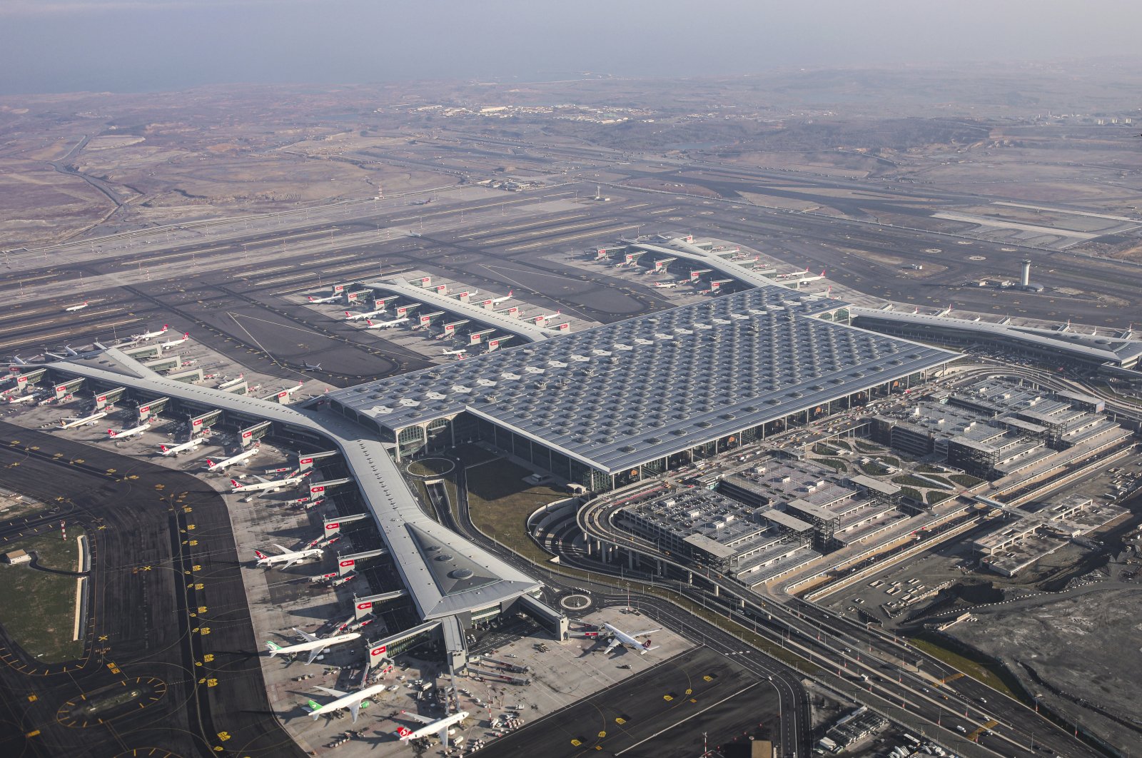 Aircraft are seen at Istanbul Airport in Istanbul, near the Black Sea shores, Türkiye, Dec.18, 2019. (AP Photo)