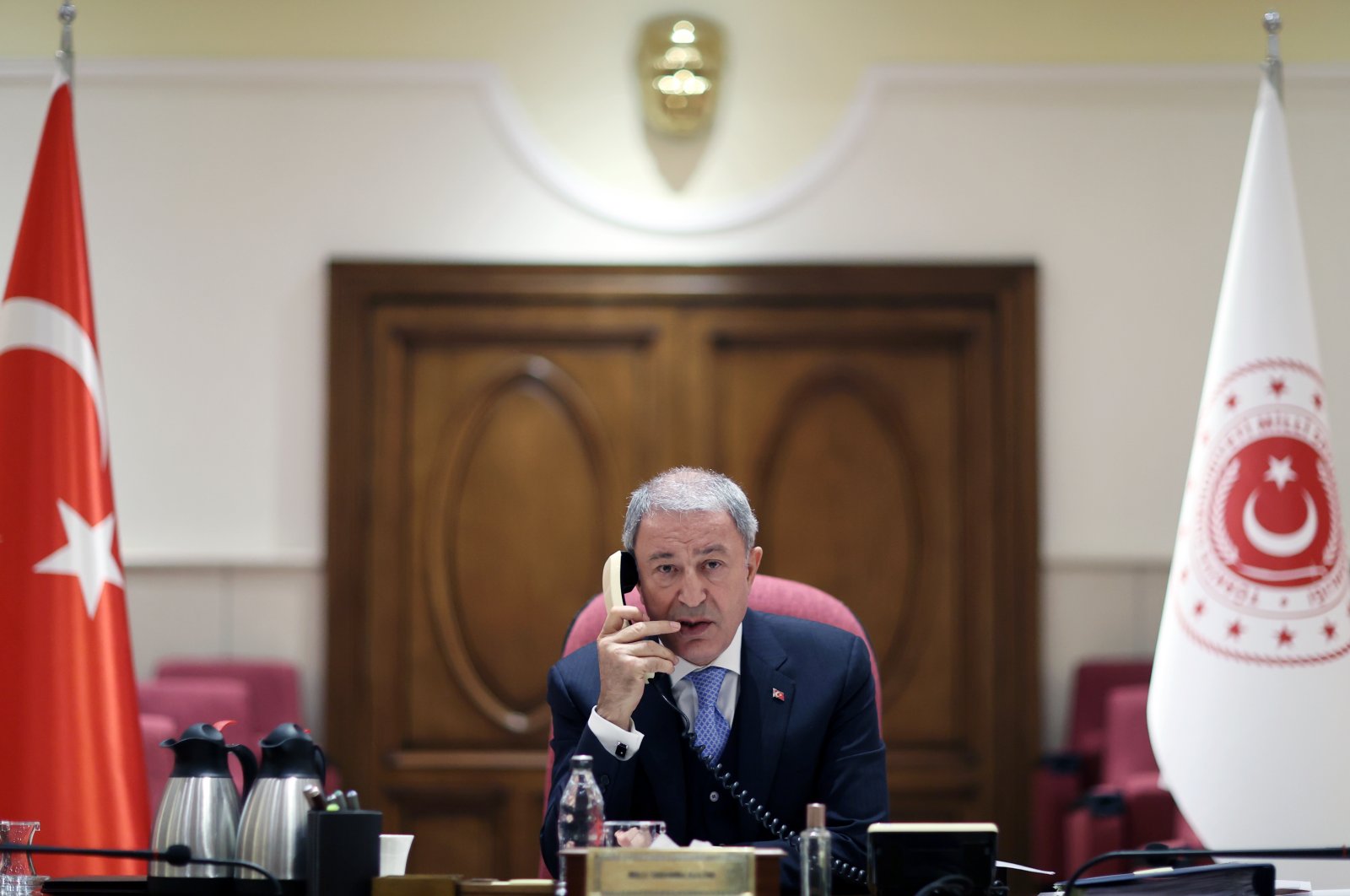 Defense Minister Hulusi Akar speaks with his Russian counterpart in a phone call on Monday, Oct. 31, 2022. (AA Photo)