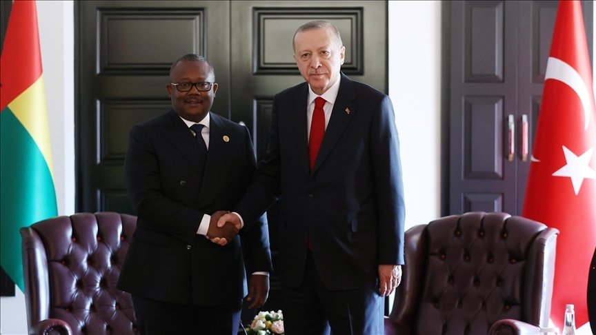 President Recep Tayyip Erdoğan (R) meets with Guinea-Bissau&#039;s President Umaro Sissoco Embalo in this undated photo. (AA File Photo)