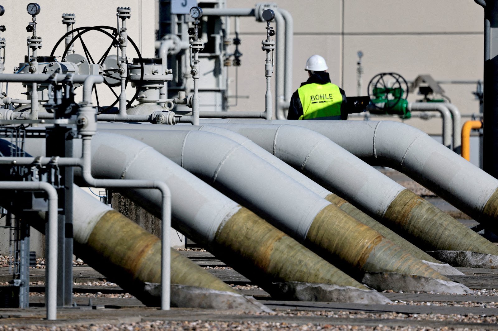 Pipes at the landfall facilities of the &quot;Nord Stream 1&quot; gas pipeline are pictured in Lubmin, Germany, March 8, 2022. (Reuters Photo)