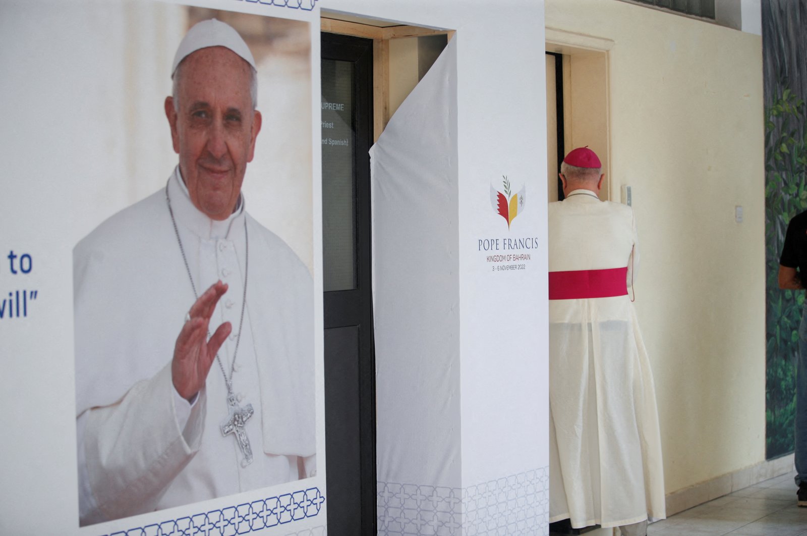 A priest walks into his office at Sacred Heart Catholic Church, one of the places Pope Francis will be visiting during his three-day visit, in Manama, Bahrain, Nov. 1, 2022. (Reuters Photo)