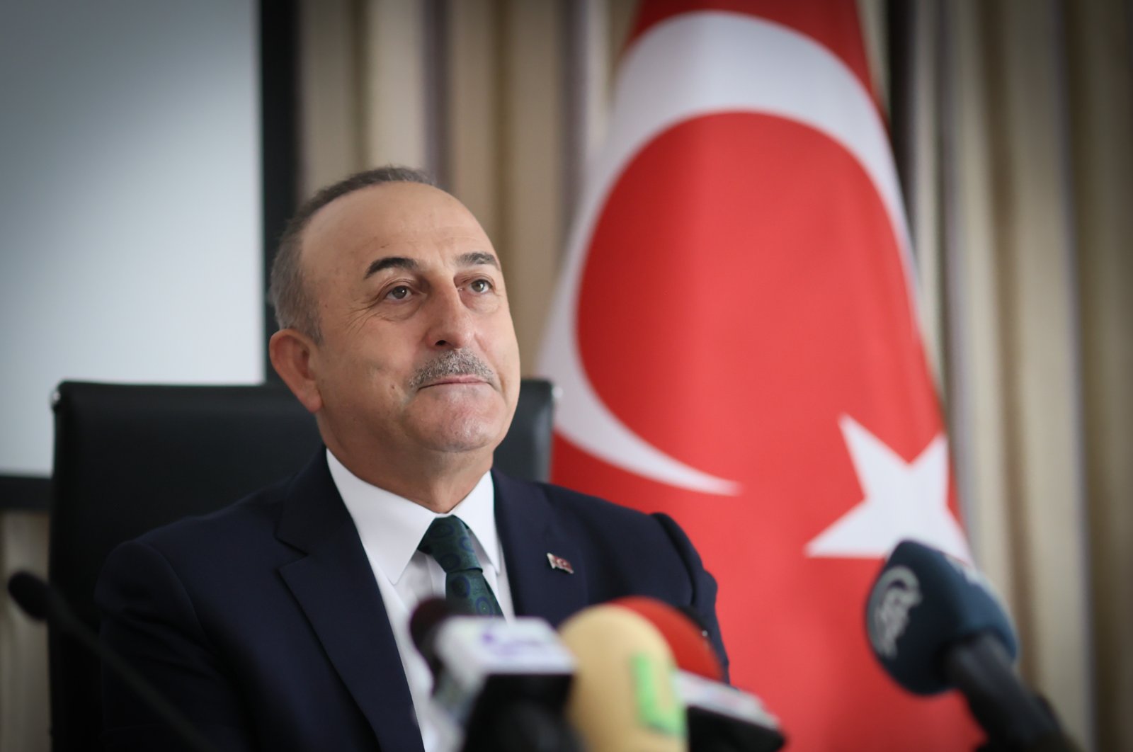 Foreign Minister Mevlüt Çavuşoğlu speaks at a joint news conference with his Ghanian counterpart in Akra, Oct. 26, 2022. (AA File Photo)