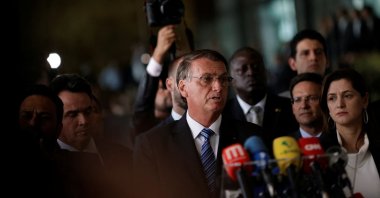 Brazil's President Jair Bolsonaro gives a press statement at the Alvorada Palace in Brasilia, Brazil, Nov. 1, 2022. (Reuters Photo)