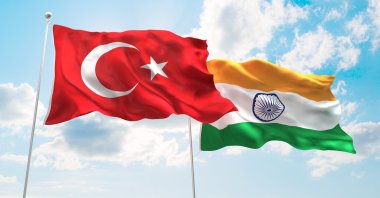 The Turkish and Indian flags wave in the wind. (Shutterstock Photo)