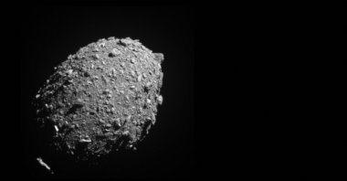 Asteroid moonlet Dimorphos as seen by the DART spacecraft 11 seconds before impact, Oct. 11, 2022. (AFP Photo)