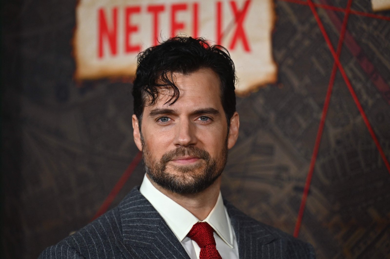 British actor Henry Cavill arrives for the premiere of Netflix&#039;s "Enola Holmes 2" at the Paris Theatre in New York City, U.S., Oct. 27, 2022. (AFP Photo)