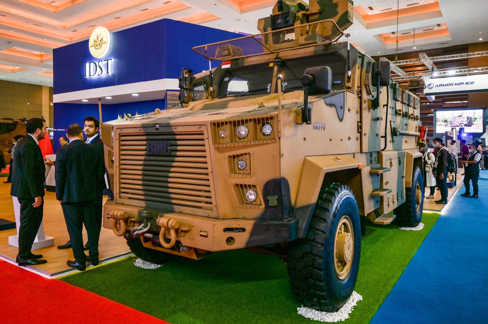 Visitors examine the Turkish BMC armored vehicle Kirpi II 4x4 during the 2022 Indo Defense Expo in Jakarta, Nov. 2, 2022. (AFP Photo)