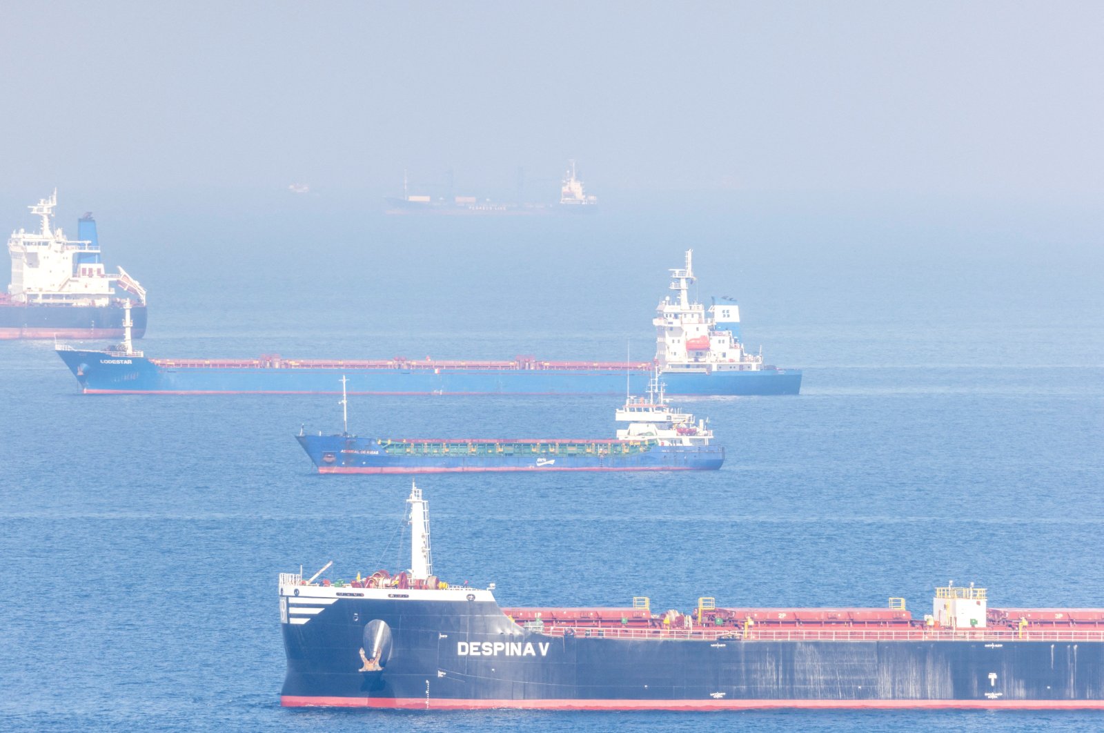 Cargo ship Despina V carrying Ukrainian grain is seen in the Black Sea off Kilyos near Istanbul, Türkiye, Nov. 2, 2022. (Reuters Photo)