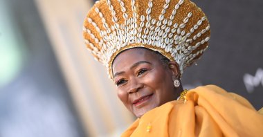 South African actor Connie Chiume arrives for the world premiere of Marvel Studios&#039; &quot;Black Panther: Wakanda Forever&quot; at the Dolby Theatre in Hollywood, California, U.S., Oct. 26, 2022. (AFP Photo)