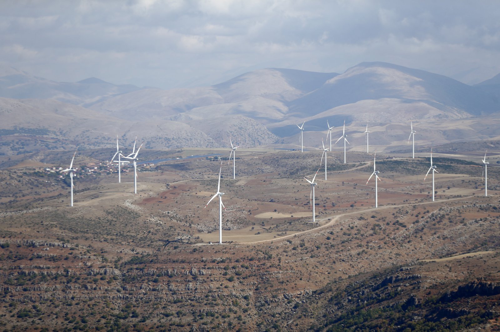 Wind turbines are seen in Kayseri province, central Türkiye, Oct. 21, 2022. (AA Photo)