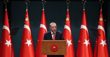 President Recep Tayyip Erdoğan speaks to reporters following a cabinet meeting in Ankara, Nov. 7, 2022. (AA Photo)