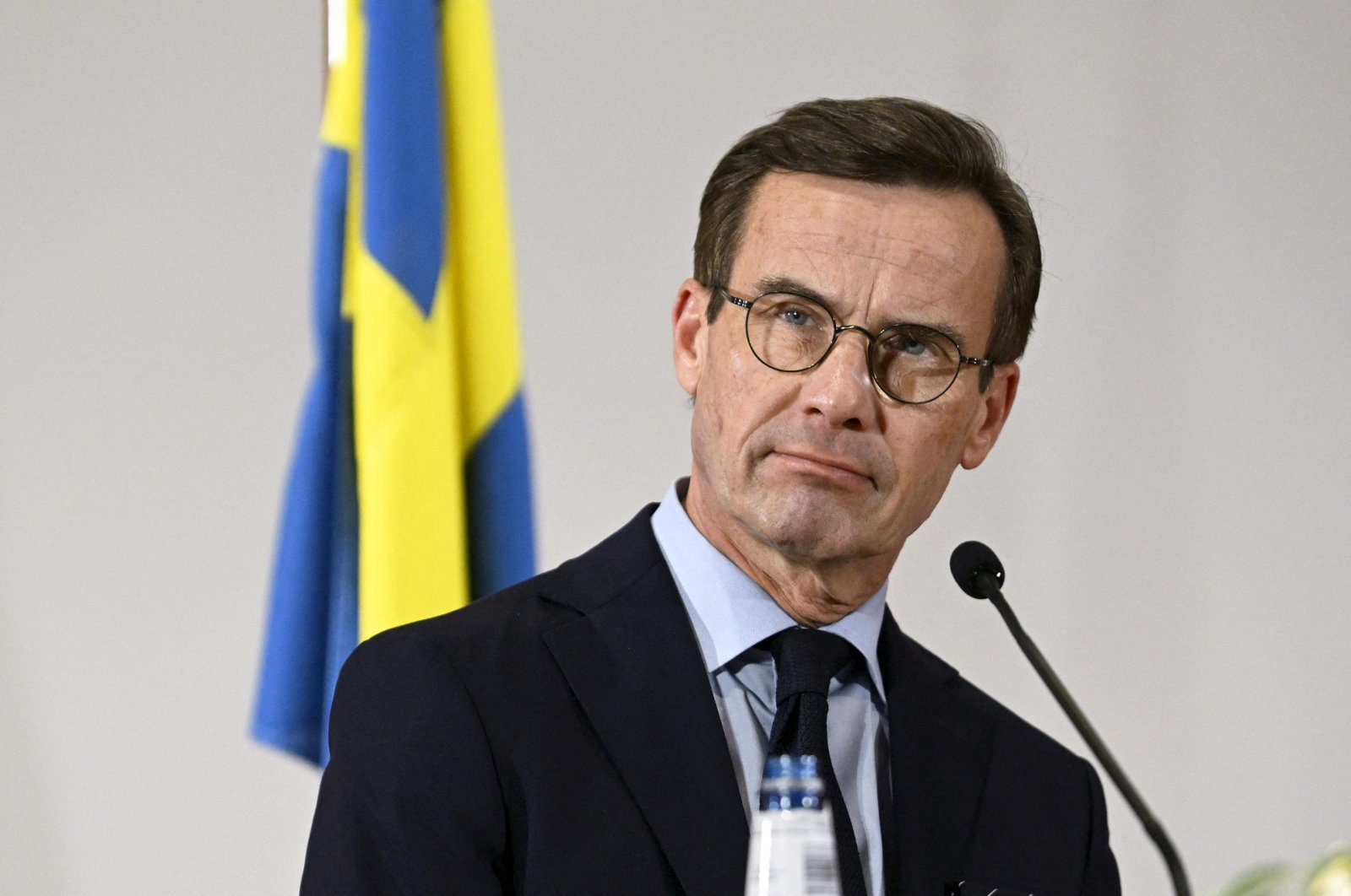 Sweden&#039;s Prime Minister Ulf Kristersson attends a press conference after the meeting of prime ministers and heads of government during the 74th Ordinary Session of the Nordic Council in Helsinki, Finland, Nov. 1, 2022. (AFP Photo)