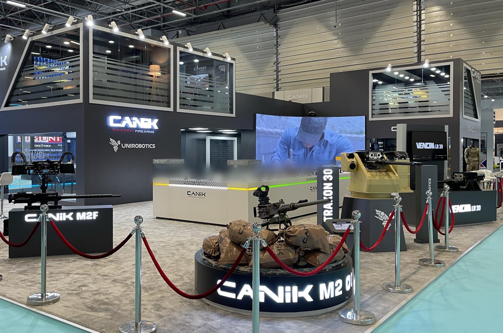 The CANiK booth is seen at the SAHA Expo, Istanbul, Türkiye, Oct. 25, 2022. (IHA Photo)
