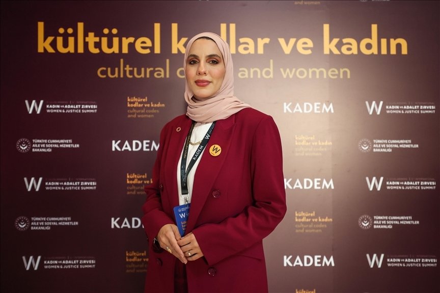Jordanian filmmaker Samah Safi Bayazid at the KADEM summit, Istanbul, Türkiye, Nov. 5, 2022. (AA Photo)