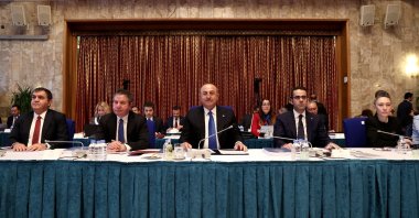 Foreign Minister Mevlüt Çavuşoğlu (C) addressing a meeting for the Parliament's Planning and Budget Commission in the capital Ankara, Türkiye, Nov. 8, 2022. (AA Photo)