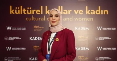 Jordanian filmmaker Samah Safi Bayazid at the KADEM summit, Istanbul, Türkiye, Nov. 5, 2022. (AA Photo)