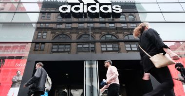 The entrance of an Adidas store pictured in Manhattan, New York City, U.S., Oct. 25, 2022. (AFP Photo)