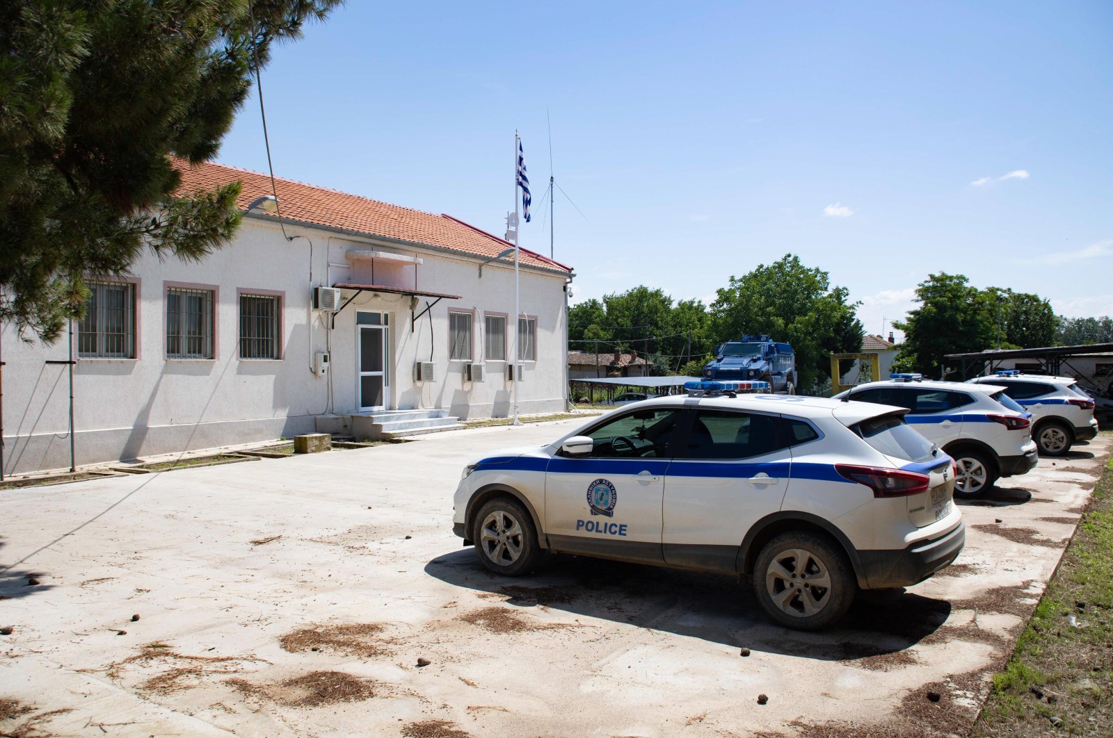 Border police station with vehicles in Nea Vyssa, Evros Region, Greece on June 18, 2021 (REUTERS Photo)