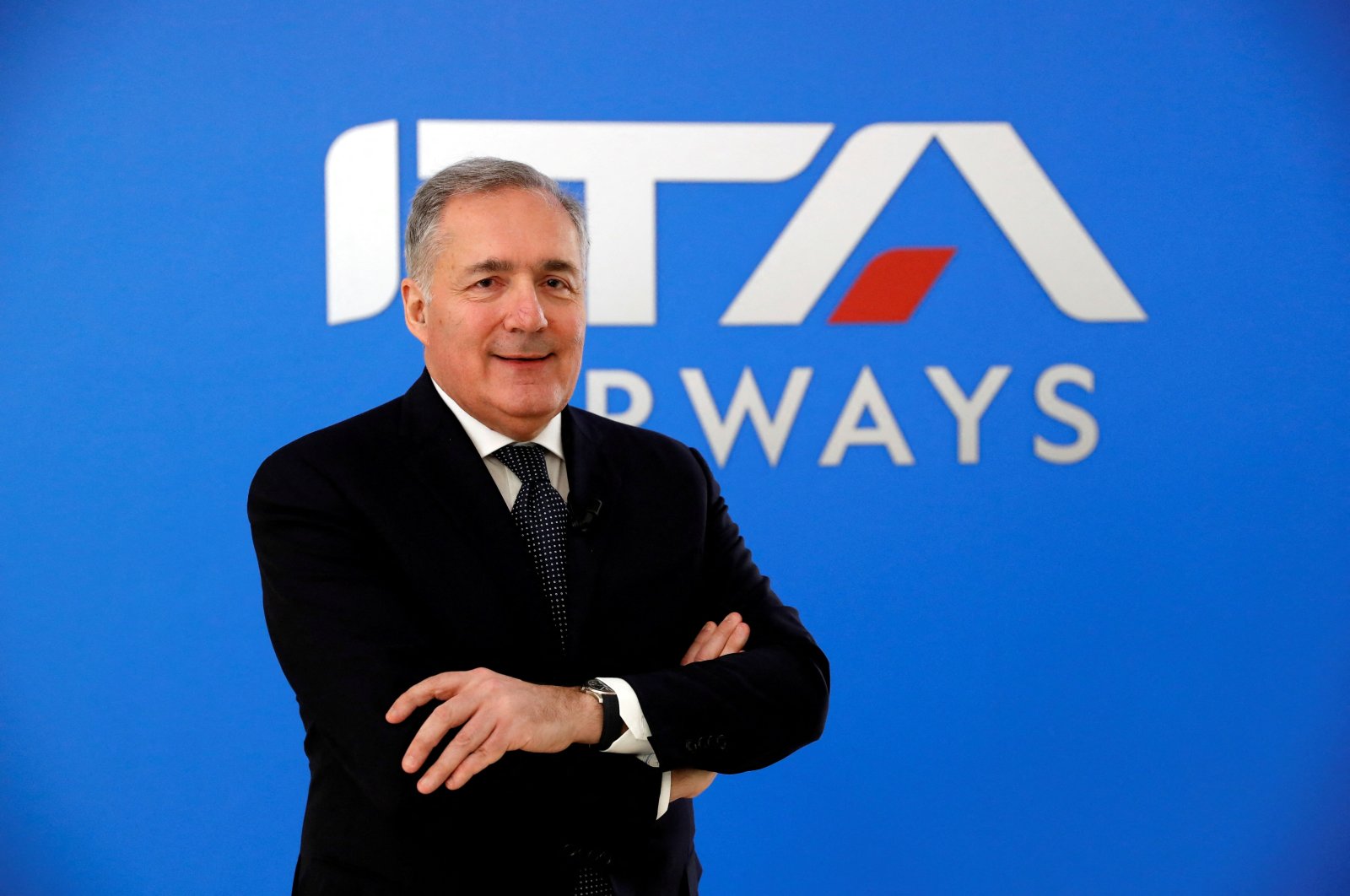 Alfredo Altavilla, former chairperson of ITA, poses for a photo after holding a news conference at Fiumicino airport, Rome, Italy, March 1, 2022. (Reuters Photo)