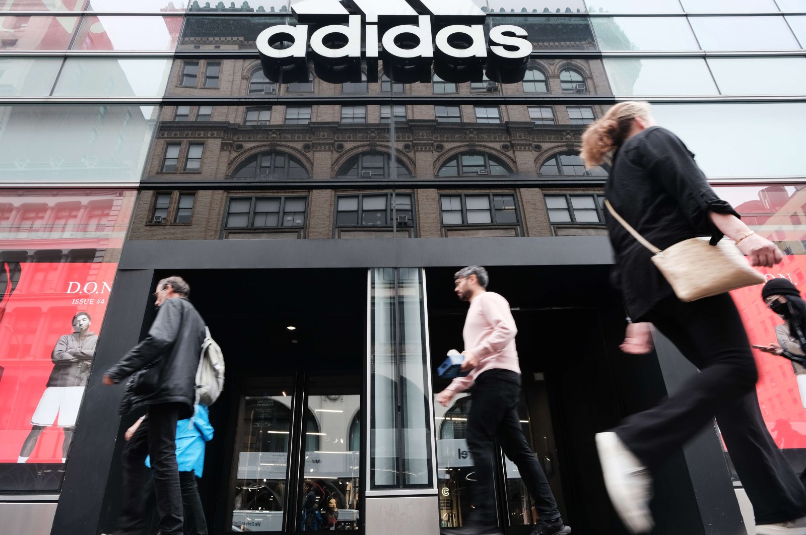 The entrance of an Adidas store pictured in Manhattan, New York City, U.S., Oct. 25, 2022. (AFP Photo)