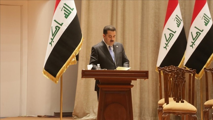  Iraqi Prime Minister Mohammed Shia al-Sudani speaks at the press conference in Baghdad, Iraq, Nov. 8, 2022. (AA Photo)