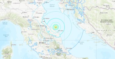 This map provided by the U.S. Geological Survey (USGS) shows the epicenter of the earthquake.