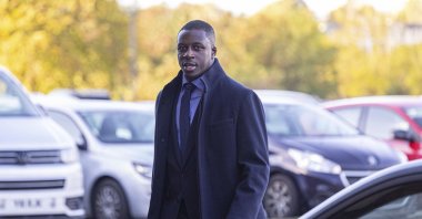 Manchester City footballer Benjamin Mendy arrives at Chester Crown Court, Chester, England, Oct. 17, 2022. (AP Photo)