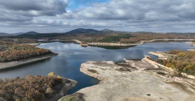 The water level in Ömerli Dam, which has decreased to 41.49% in the Marmara region due to low precipitation, is seen in this undated file photo, Istanbul, Türkiye. (AA File Photo)