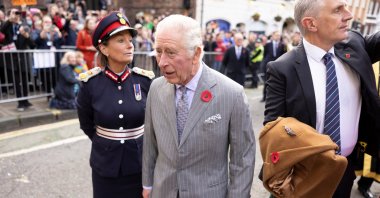 King Charles reacts after an egg was thrown in his direction in York, U.K., Nov. 11, 2022. (Reuters Photo)