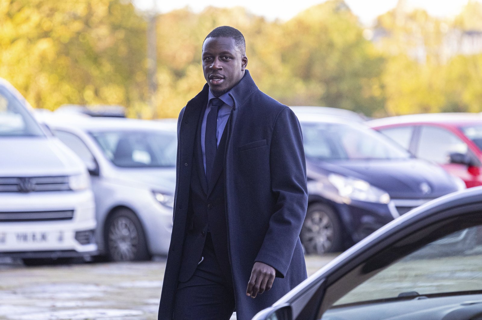 Manchester City footballer Benjamin Mendy arrives at Chester Crown Court, Chester, England, Oct. 17, 2022. (AP Photo)
