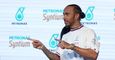 Mercedes' British driver Lewis Hamilton speaks during a Petronas press conference before the Formula One Brazil Grand Prix, Sao Paulo, Brazil, Nov. 9, 2022. (AA Photo)