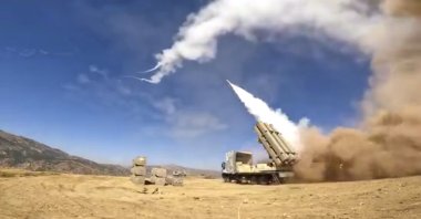 Iranian military launches missiles attack targetting the Iraqi Kurdish region, Sept. 29, 2022. (AP Photo)