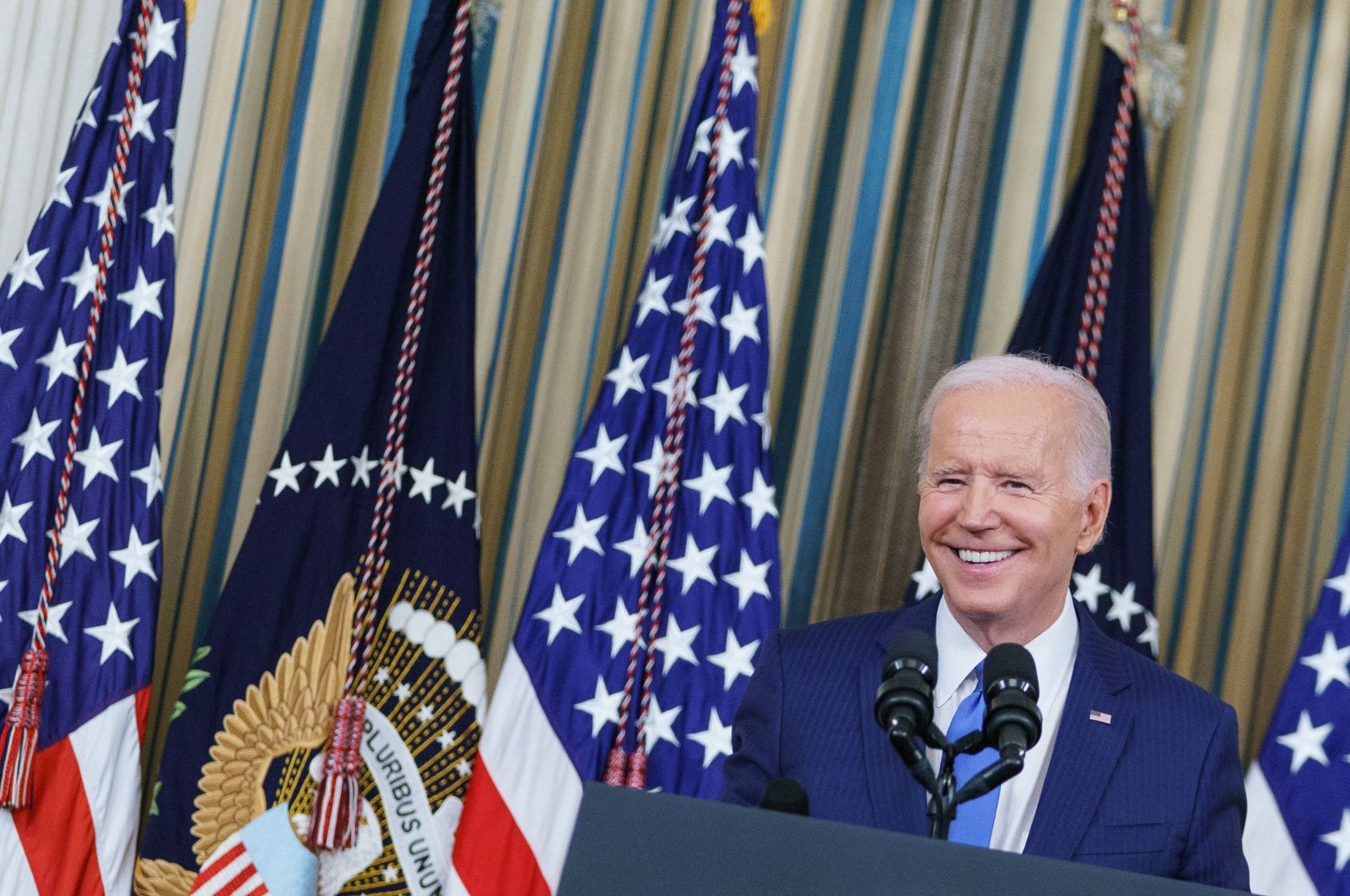 U.S. President Joe Biden smiles as he wrings up a post-election press conference in Washington, D.C., U.S., Nov. 9, 2022. (AFP Photo)