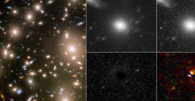 Through a phenomenon called gravitational lensing, three different moments in a far-off supernova explosion were captured in a single snapshot by NASA&#039;s Hubble Space Telescope. (Reuters Photo)
