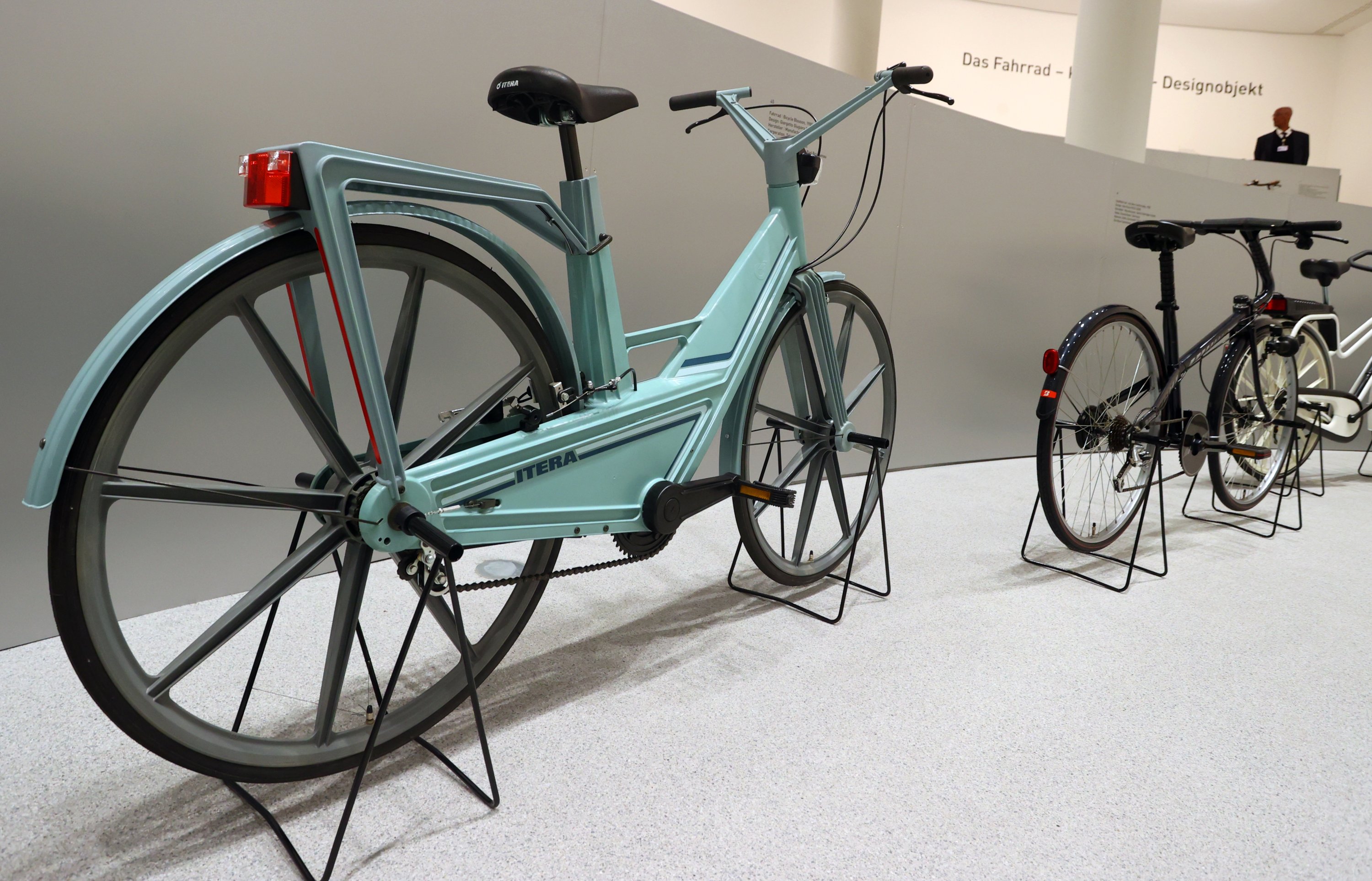 A Swedish plastic bicycle from 1980/1982. A selection of 70 of the world's most ground-breaking and iconic bicycle designs are on display in Munich, Germany, Nov. 11, 2022. (dpa Photo)