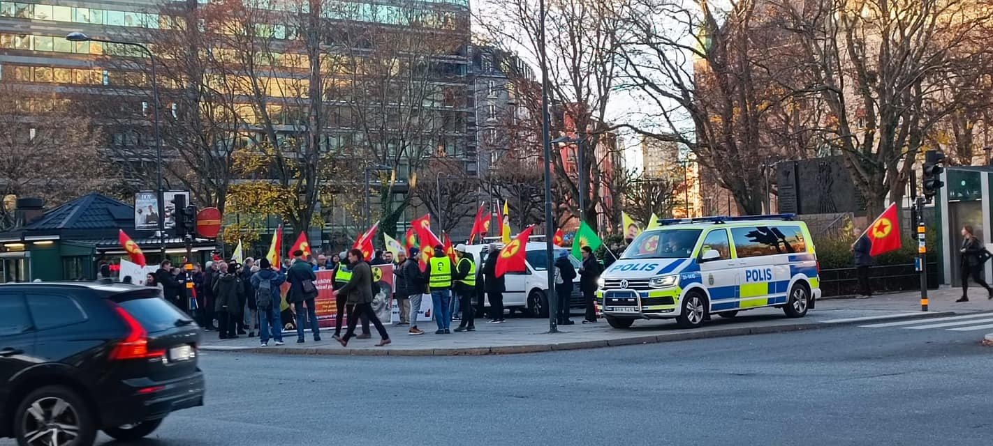PKK terrorist sympathizers holding a rally in Stockholm, Sweden, Nov. 12, 2022. (AA Photo)