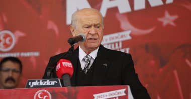 Türkiye's Nationalist Movement Party (MHP) chairperson Devlet Bahçeli speaks at a rally in the eastern province of Elazığ on Sunday, Nov. 13, 2022 (AA Photo)