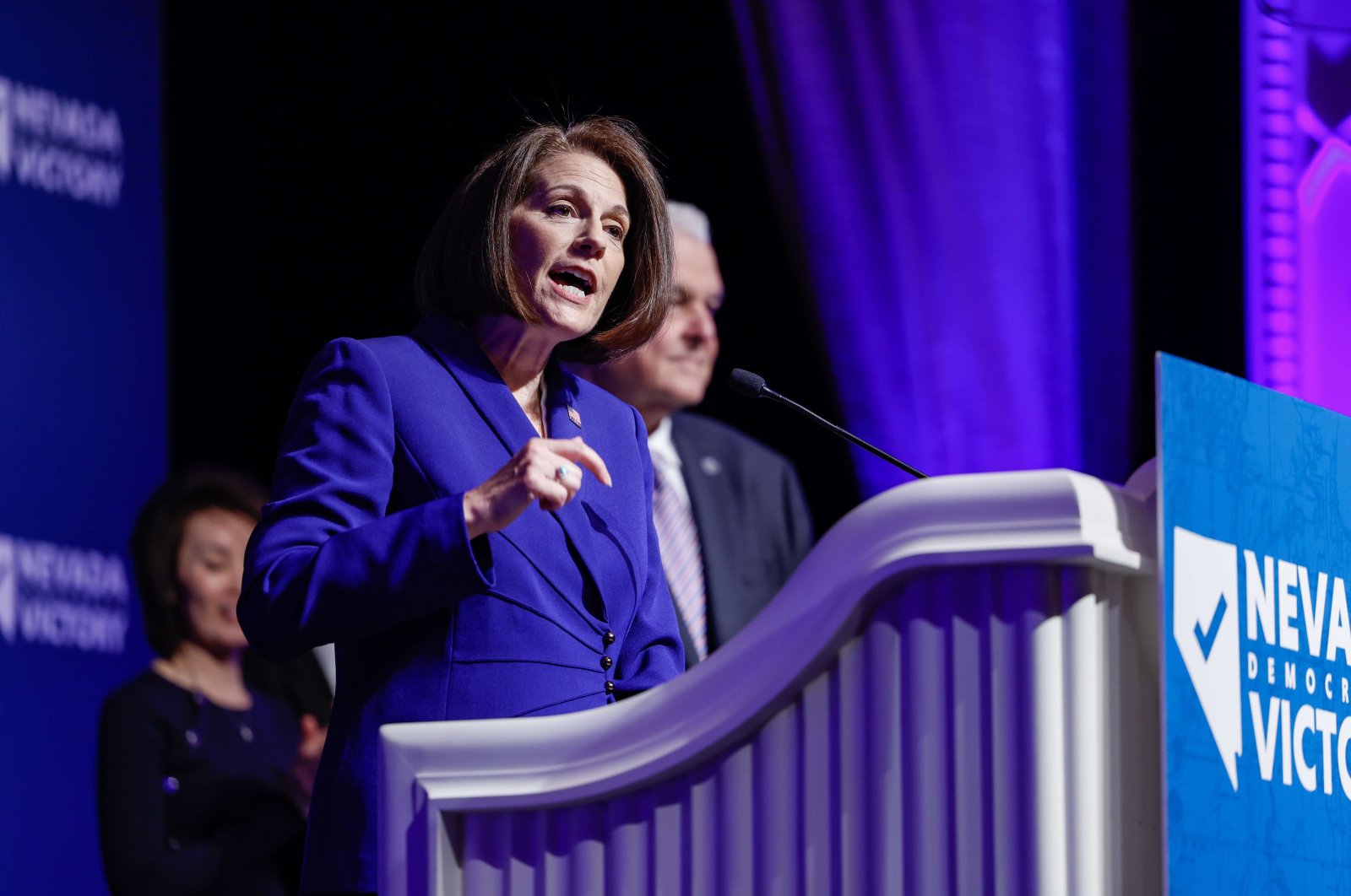 U.S. Sen. Catherine Cortez Masto speaks at an election night party, Las Vegas, Nevada, U.S., Nov. 08, 2022. (AFP Photo)