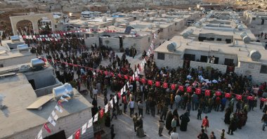 An aerial view taken with a drone shows a housing project built by Türkiye in Idlib province, Syria, Nov. 13, 2022. (EPA Photo)