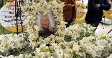 Turkish tycoon Dilek Ertek's photo placed on her coffin stone in Istanbul, Türkiye, Nov. 14, 2022. (DHA Photo)