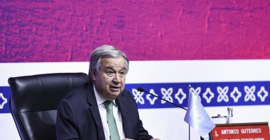 U.N. Secretary-General Antonio Guterres, speaks at a news conference on the sidelines of the G20 summit in Bali, Indonesia, Monday, Nov. 14, 2022. (AA Photo)