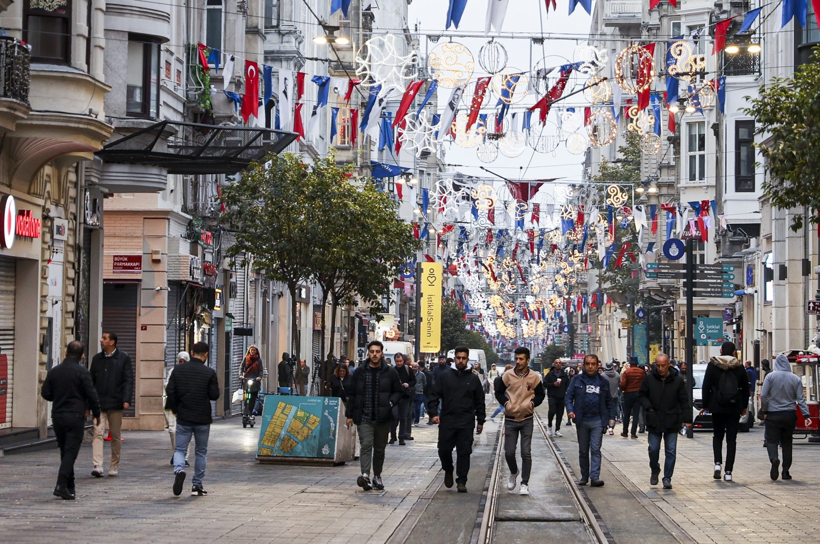 People walk on Istiklal Street, in Istanbul, Türkiye, Nov. 14, 2022. (AA Photo)