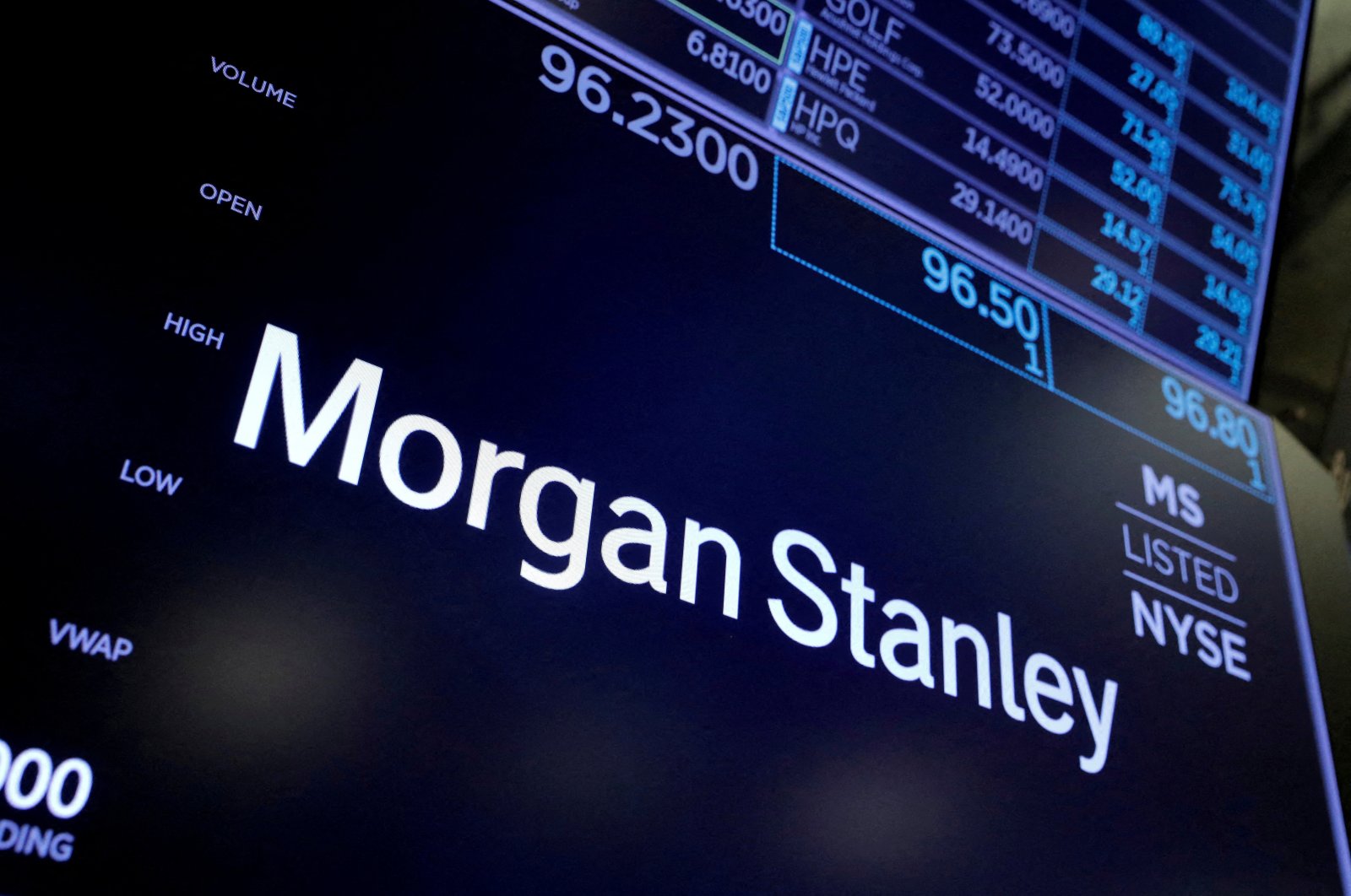 The logo of Morgan Stanley is seen on the trading floor at the New York Stock Exchange (NYSE) in Manhattan, New York City, U.S., Aug. 3, 2021. (Reuters Photo)