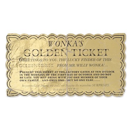 Gold-coloured foil ticket with scalloped edges, bearing a printed inscription reading. (Photo courtesy of Bonhams)