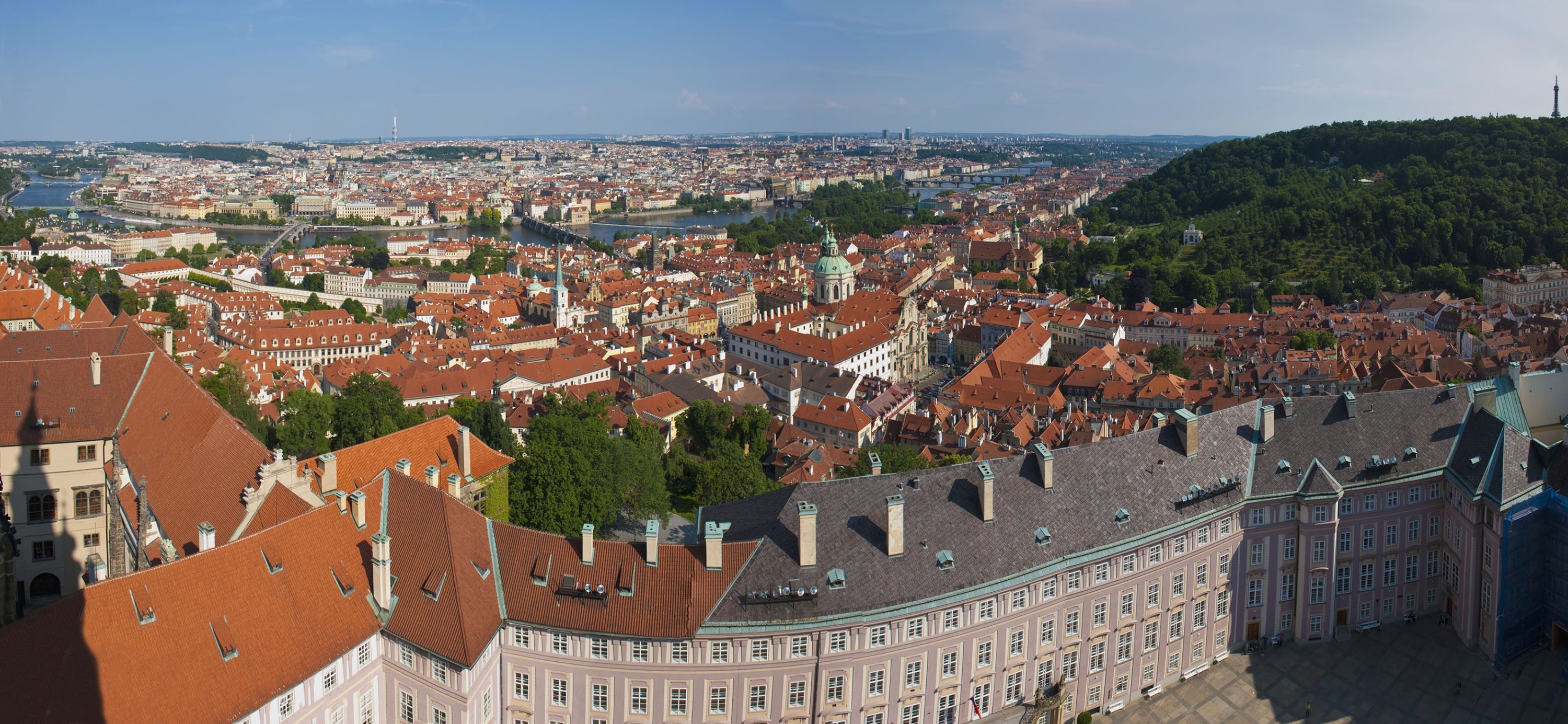 A view of the city from the bell tower of the castle, in Prague, Czech Republic.  (Getty Images Photo)